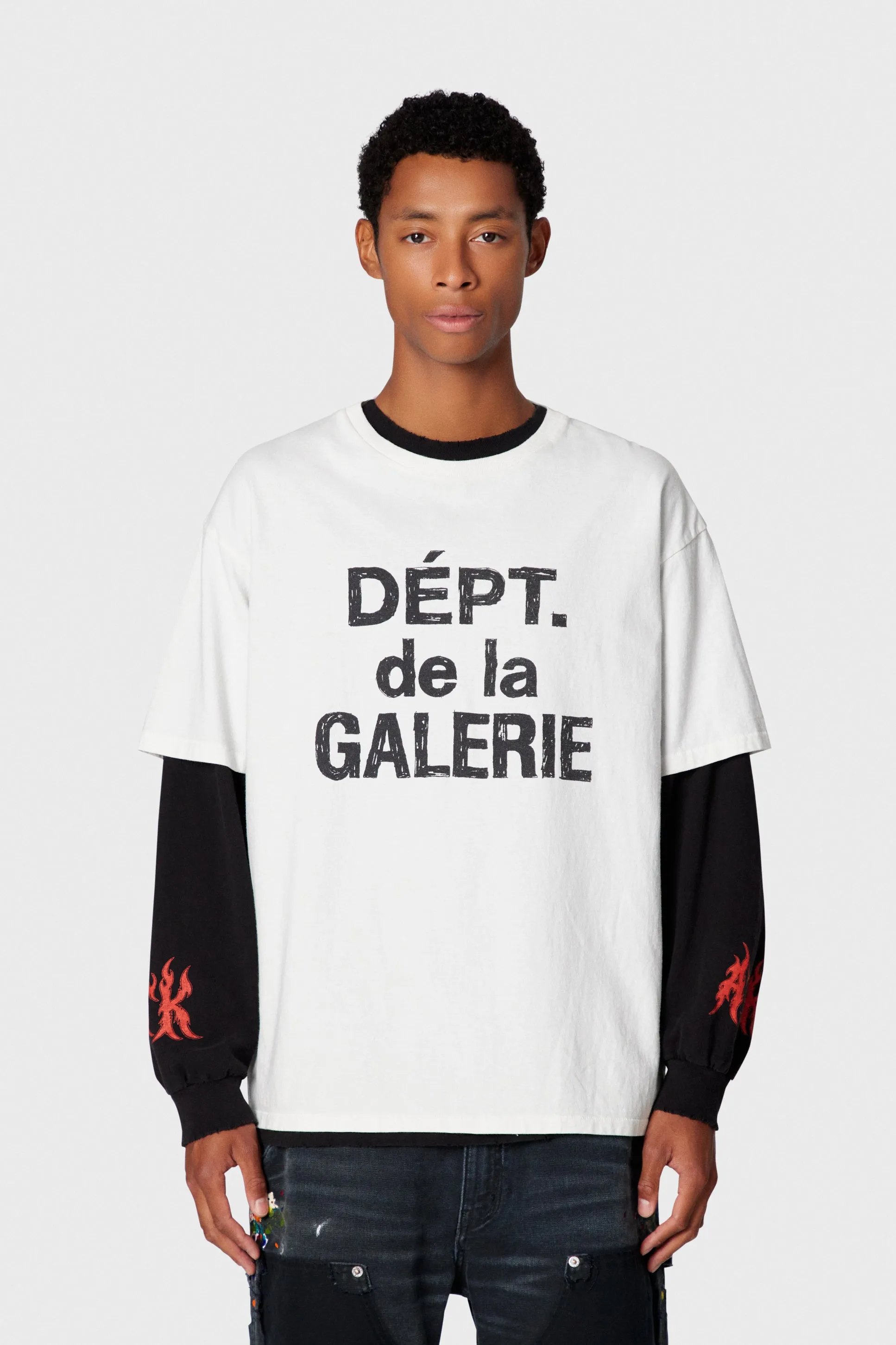 GALLERY DEPT. MOODY TEE/WHITE New in stock graffiti French/design draft printed TEE white S-XL original consistent OE yarn tube weaving seamless fabric authentic level printing restoration authentic consistent accessories